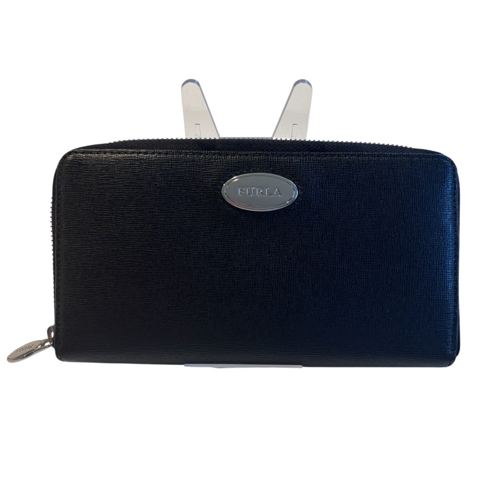 Furla Black Leather Zip Wallet